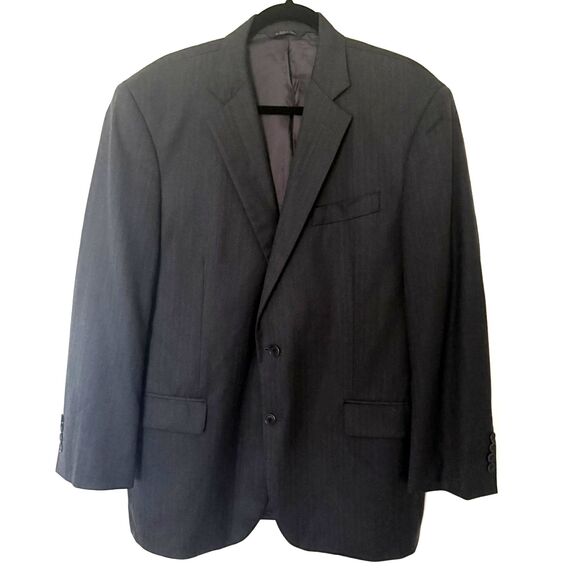 Brooks Brothers 1818 Madison SaxxonWool Pinstripe Suit Made USA Charcoal 44R/39W - Picture 2 of 15